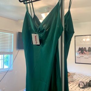 Green cowl slip dress